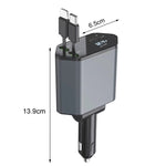 Caricabatteria rapido per auto con display digitale a doppia linea retrattile USB multifunzione 4 in 1 da 120 W