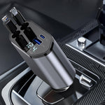 Caricabatteria rapido per auto con display digitale a doppia linea retrattile USB multifunzione 4 in 1 da 120 W