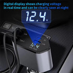 Caricabatteria rapido per auto con display digitale a doppia linea retrattile USB multifunzione 4 in 1 da 120 W