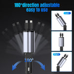 Caricabatteria rapido per auto con display digitale a doppia linea retrattile USB multifunzione 4 in 1 da 120 W