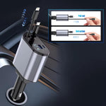Caricabatteria rapido per auto con display digitale a doppia linea retrattile USB multifunzione 4 in 1 da 120 W