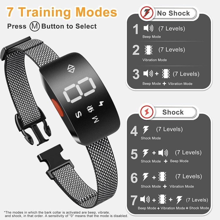 Addestratore di cani intelligente Stop Bark Anti-abbaio Forniture per animali domestici, 7 Training Modes