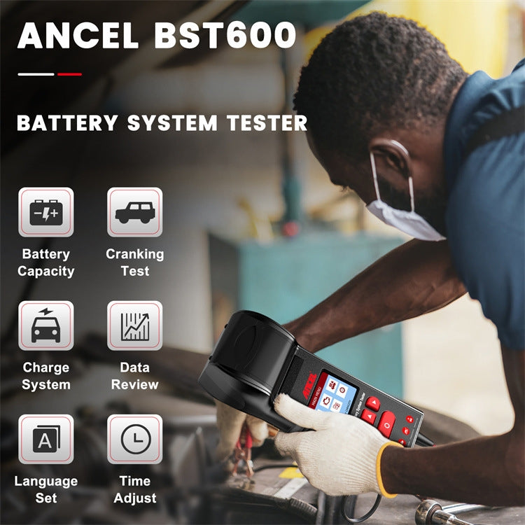 ANCEL 12V/24V Tester per batteria per auto di tipo stampante Alimentazione a batteria CCA Rilevatore di vita di resistenza interna, BST600