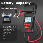 ANCEL 12V/24V Tester per batteria per auto di tipo stampante Alimentazione a batteria CCA Rilevatore di vita di resistenza interna, BST600