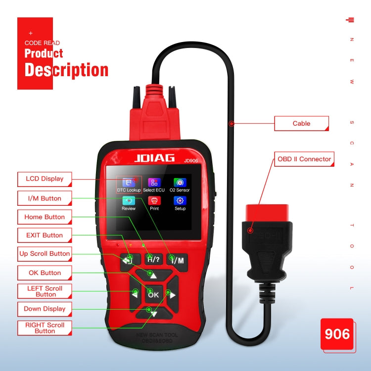 Rilevatore di guasti al motore dell'auto OBD ELM327 Scheda lettore di codici per auto, JD906