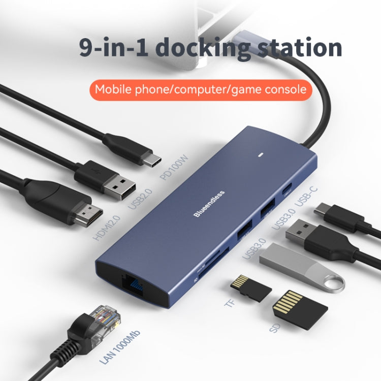 Stazione di docking Blueendless 4K60Hz + Gigabit LAN + Data Type-C, 6-in-1 Gray, 6-in-1 Blue, 6-in-1 Pink, 9-in-1 Reading Card Pink, 9-in-1 Reading Card Gray, 9-in-1 Reading Card Blue