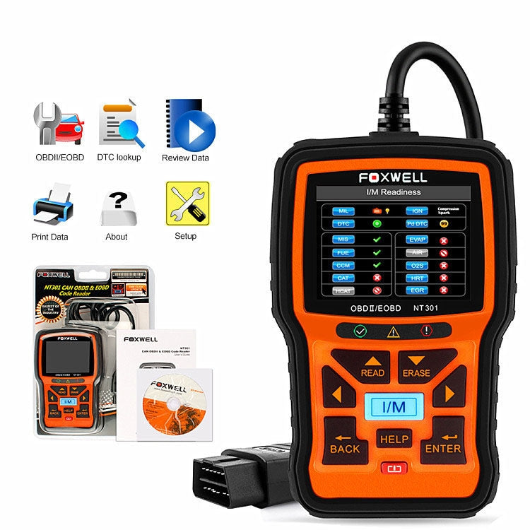 Strumento di diagnosi guasti auto FOXWELL NT301 OBD2 Strumento di lettura codici dati in tempo reale, FOXWELL NT301