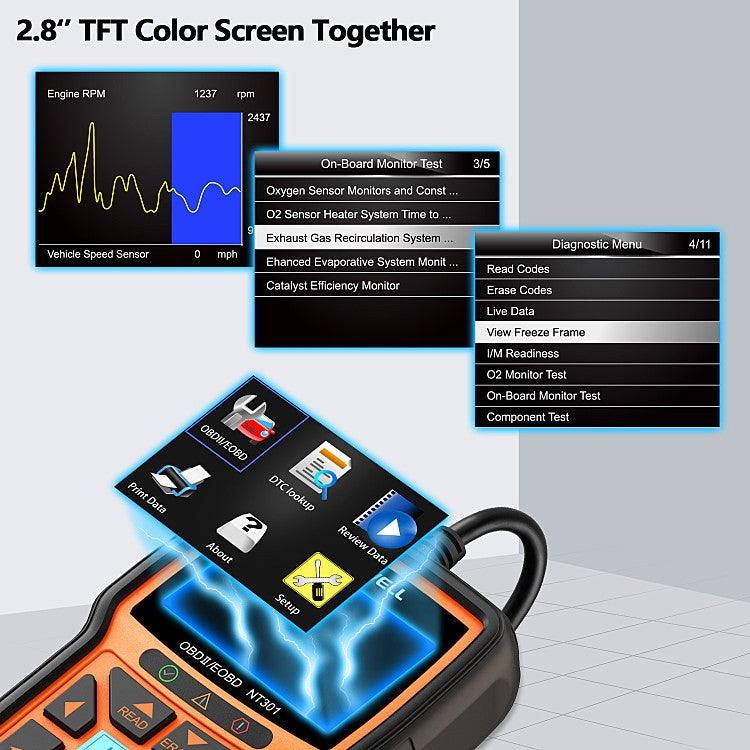 Strumento di diagnosi guasti auto FOXWELL NT301 OBD2 Strumento di lettura codici dati in tempo reale, FOXWELL NT301