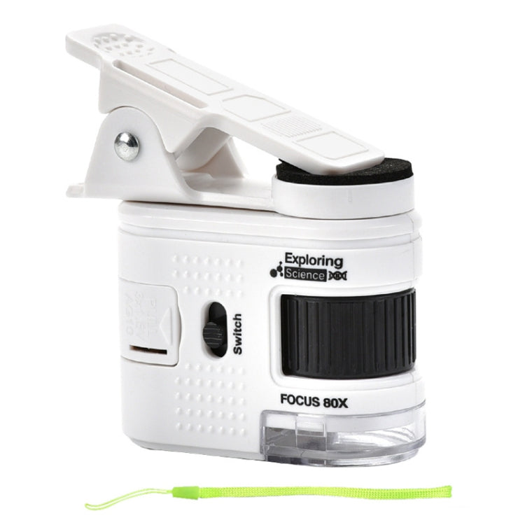 80X Bambini Mini Microscopio Portatile Studente Antico Gioielli Identificazione Scienza Esperimento Giocattolo Didattico, With Phone Clip, No Phone Clip