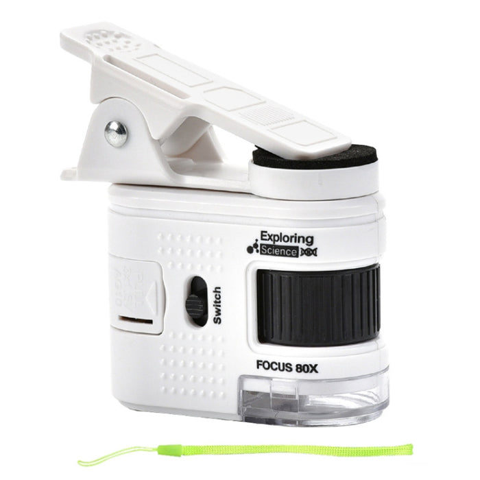 80X Bambini Mini Microscopio Portatile Studente Antico Gioielli Identificazione Scienza Esperimento Giocattolo Didattico, With Phone Clip, No Phone Clip