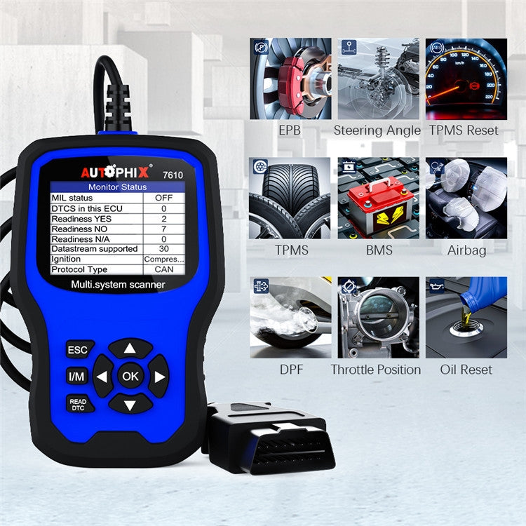 AUTOPHIX 7610 OBD2 Scan Strumento diagnostico Rilevatore completo di manutenzione e riparazione del sistema, 7610