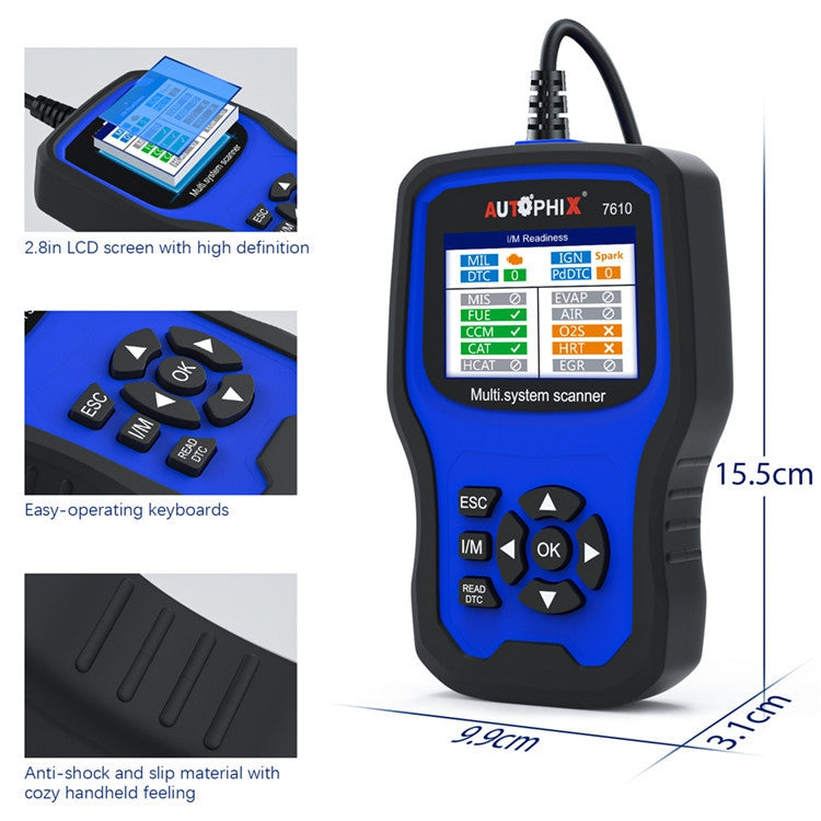 AUTOPHIX 7610 OBD2 Scan Strumento diagnostico Rilevatore completo di manutenzione e riparazione del sistema, 7610
