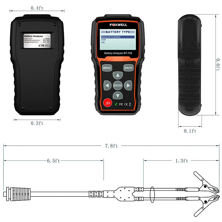 Analizzatore di test della batteria per auto FOXWELL BT705 12V 24V Test del sistema di avviamento e ricarica