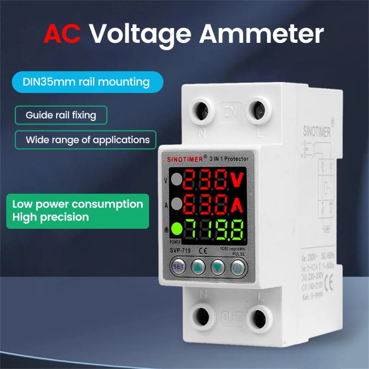 Protezione sovratensione e voltmetro SINOTIMER SVP-719 40A e 63A
