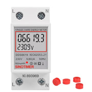 SINOTIMER DDS6619 80A 230V Din Rail Misuratore di energia monofase Tensione Corrente Misuratore di potenza, Without Backlight, With Backlight