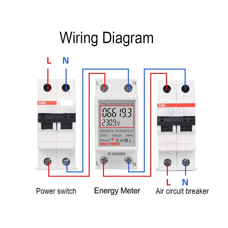 Misuratore energia monofase DDS6619 80A 230V DIN Rail