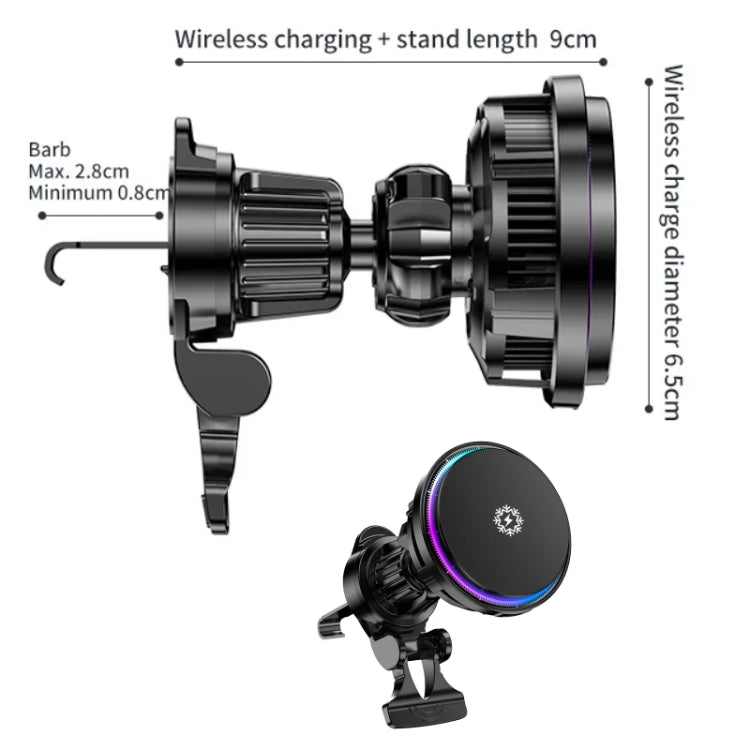 Luce RGB per supporto per telefono cellulare con dissipazione del calore a semiconduttore per caricabatterie wireless per auto da 15 W, X82
