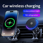 Luce RGB per supporto per telefono cellulare con dissipazione del calore a semiconduttore per caricabatterie wireless per auto da 15 W, X82