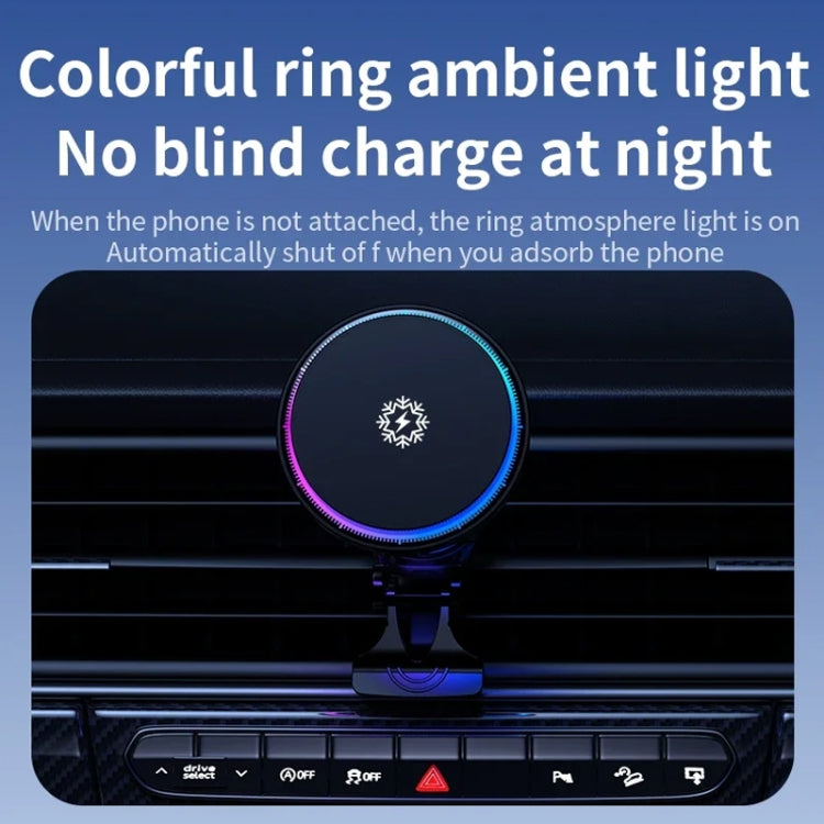 Luce RGB per supporto per telefono cellulare con dissipazione del calore a semiconduttore per caricabatterie wireless per auto da 15 W, X82