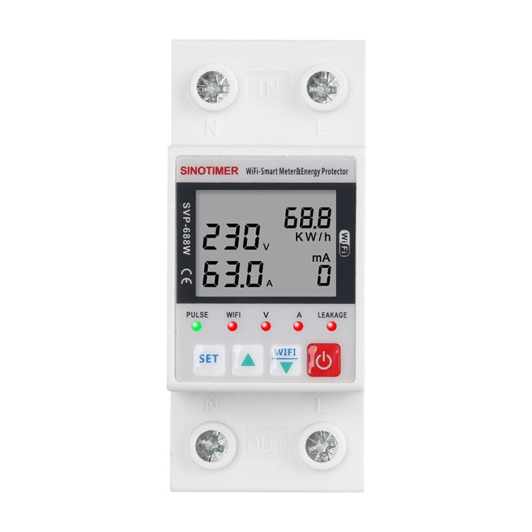 TUYA APP WiFi Smart Circuit Breaker Protezione da sovratensione, SINOTIMER SVP-688W-L, SINOTIMER SVP-688W
