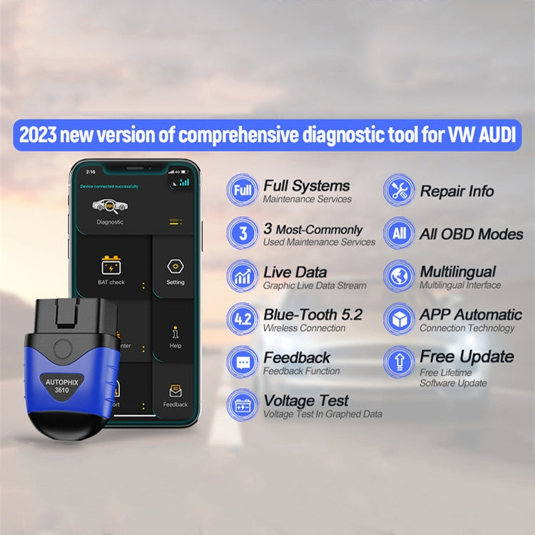 Scanner diagnostico del sistema completo per auto Bluetooth AUTOPHIX 3610 per VW / AUDI / SKODA / SEAT, 3610