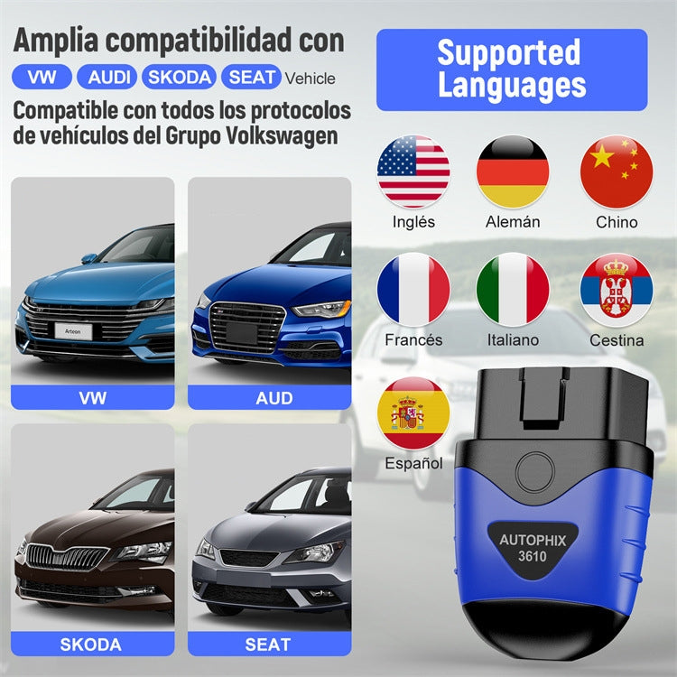 Scanner diagnostico del sistema completo per auto Bluetooth AUTOPHIX 3610 per VW / AUDI / SKODA / SEAT, 3610