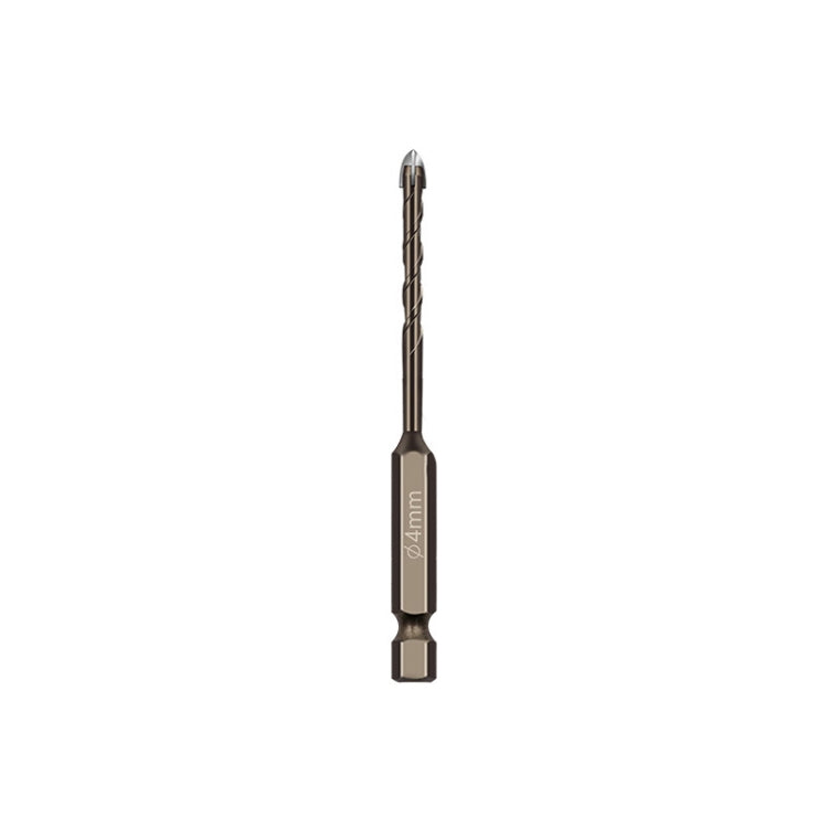 Punte da trapano in lega con gambo esagonale, flauto a spirale, piastrelle di vetro, driver a quattro bordi, 3mm, 4mm, 5mm, 6mm, 8mm, 10mm, 12mm
