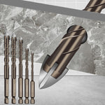 Punte da trapano in lega con gambo esagonale, flauto a spirale, piastrelle di vetro, driver a quattro bordi, 3mm, 4mm, 5mm, 6mm, 8mm, 10mm, 12mm