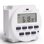 Interruttore timer elettronico digitale programmabile settimanale 7 giorni, SINOTIMER TM618N-1 110V, SINOTIMER TM618N-2 220V, SINOTIMER TM618N-3 24V, SINOTIMER TM618N-4 12V, SINOTIMER TM618N-6V