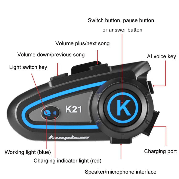 Casco motociclista KUQIBAO con auricolare Bluetooth K21