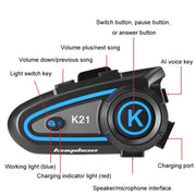Casco da motociclista KUQIBAO Auricolare Bluetooth impermeabile a lunga durata con luce, K21