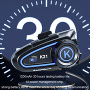 Casco da motociclista KUQIBAO Auricolare Bluetooth impermeabile a lunga durata con luce, K21