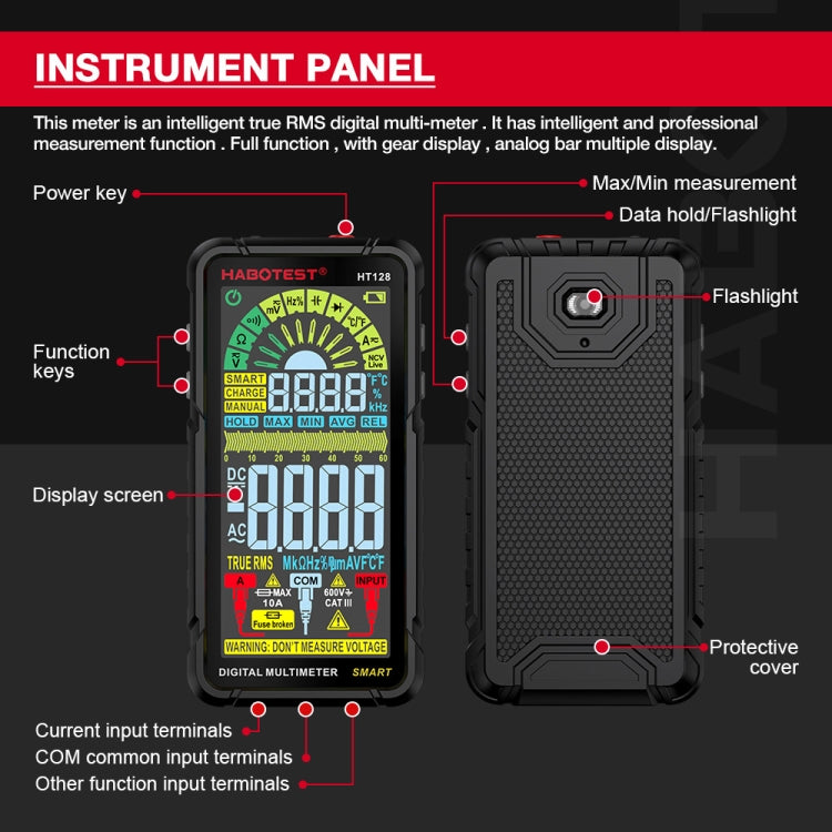 Multimetro digitale intelligente HABOTEST 600V 10A
