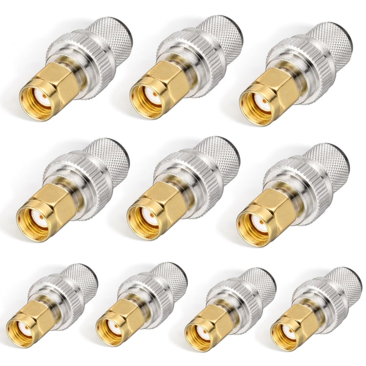 10 pz/confezione RP-SMA maschio crimpare connettore saldato per LMR-400 / Belden-9913 / RG8 / RG213 cavo coassiale, RP-SMA