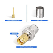 Kit di connettori a crimpare SMA maschio da 10 pezzi/confezione per cavo di estensione SMA LMR-400 / RG8 / RG213 / Belden-9913, SMA