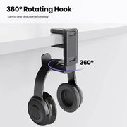 Supporto per cuffie con rotazione a 360 gradi con organizer per maniglia di gioco, TR-68