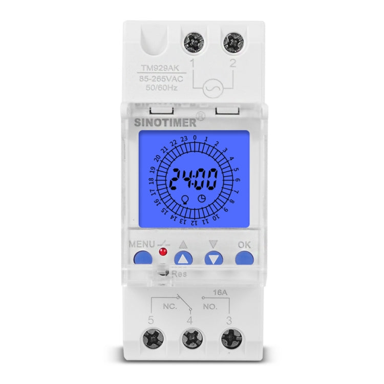 SINOTIMER TM929AKL 85-265V 16A 24 ore Digitale Analogico Din Modulo Interruttore Tempo con Retroilluminazione, 16A