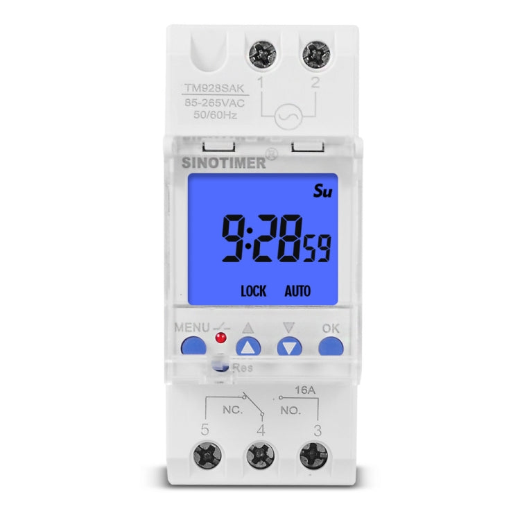 SINOTIMER TM928SAKL 85-265V 16A 1 secondo a 168 ore Interruttore orario elettronico programmabile, 16A
