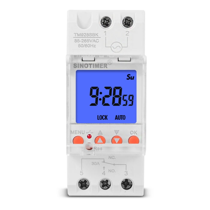 SINOTIMER TM928SBKL 85-265V 30A 1 secondo a 168 ore Interruttore orario elettronico programmabile, 30A