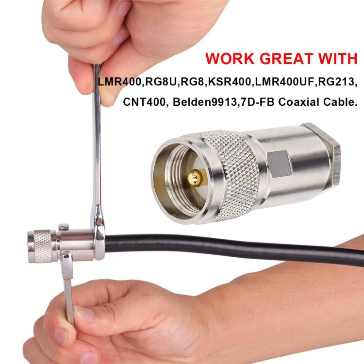Connettore coassiale RF maschio UHF in rame per cavo coassiale LMR400 / RG8 / RG8U / KMR400 / Belden 9913 / 7D-FB, UHF Male