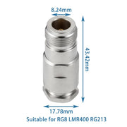 Connettore RF a cricchetto N femmina per cavo RG8 / LMR400 / RG213, N Female Crimp