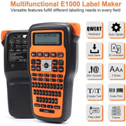 Etichettatrice industriale portatile Phomemo E1000, stampante a trasferimento termico con tastiera, spina USA, Gray, Orange