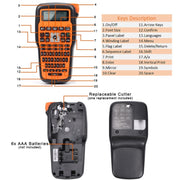 Etichettatrice industriale portatile Phomemo E1000, stampante a trasferimento termico con tastiera, spina USA, Gray, Orange