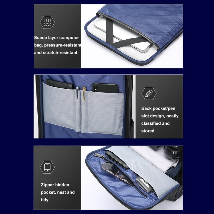 Bopai Zaino impermeabile per laptop con porta USB Type-C
