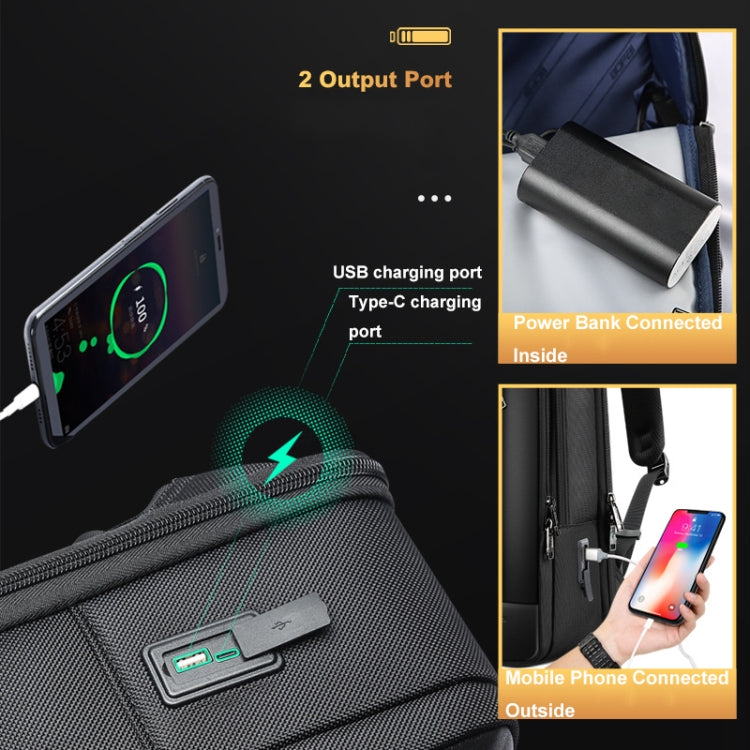 Bopai Zaino impermeabile per laptop con porta USB Type-C