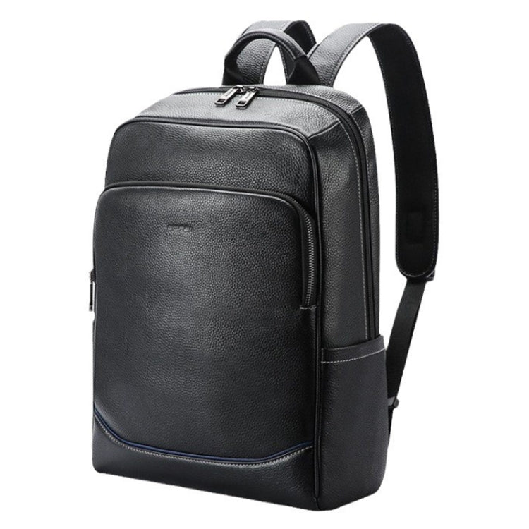 Bopai 61-121671A Zaino per laptop business casual di grande capacità in pelle bovina con strato superiore