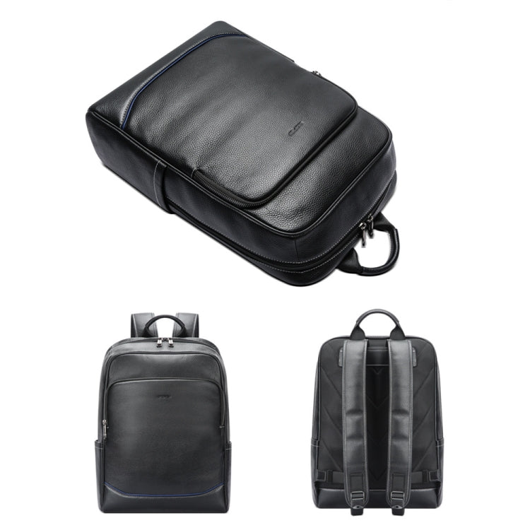 Bopai 61-121671A Zaino per laptop business casual di grande capacità in pelle bovina con strato superiore