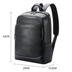 Bopai 61-121671A Zaino per laptop business casual di grande capacità in pelle bovina con strato superiore