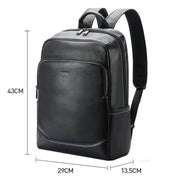 Bopai 61-121671A Zaino per laptop business casual di grande capacità in pelle bovina con strato superiore