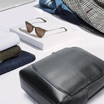 Bopai 61-121671A Zaino per laptop business casual di grande capacità in pelle bovina con strato superiore